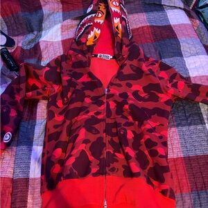 Red Bape Zip Up Hoodie